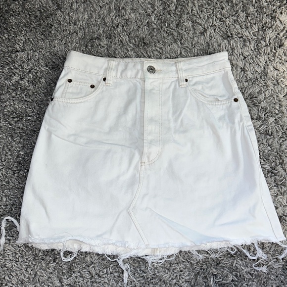 Zara Dresses & Skirts - Zara White High Waisted Denim Jean Skirt Small